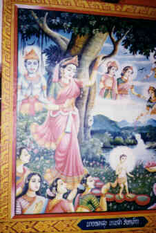 Wandmalereien im Innern des Wat Phrathat Tschom Thong (13.7 K)